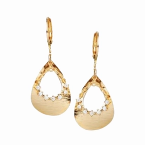 Surgical Steel Large Teardrop With  CZ Open Teardrop Earring Photo Look