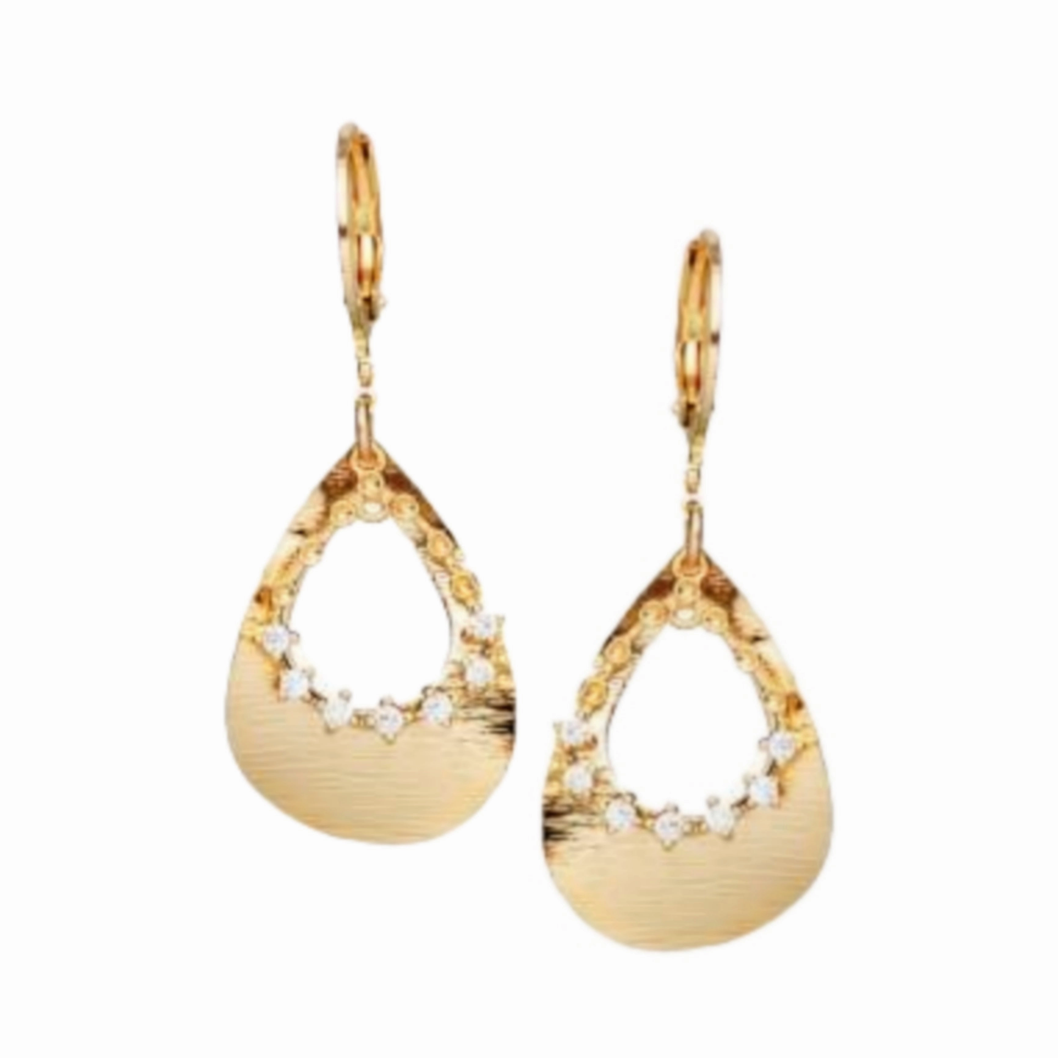 Surgical Steel Large Teardrop With  CZ Open Teardrop Earring Photo Look