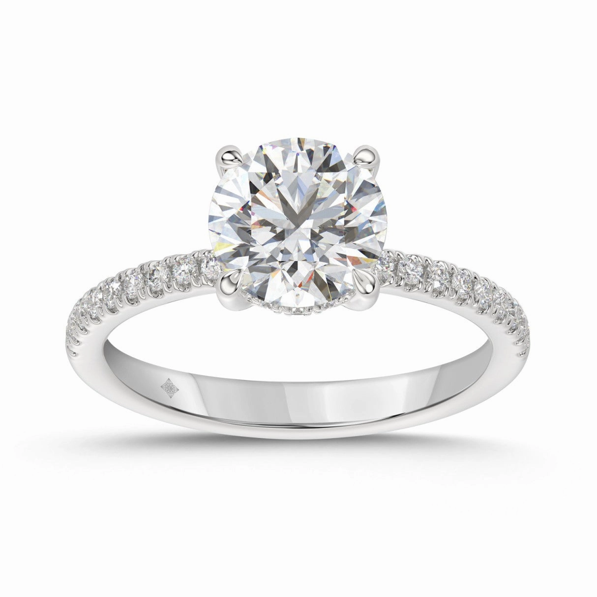 14K WHITE GOLD 1 3/4CT ROUND DIAMOND LADIES RING (CENTER STONE ROUND DIAMOND 1 1/2CT) Soft Spark