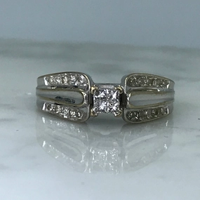Model Fit Diamond Engagement Ring. 10K White Gold Setting. April Birthstone. 10 Year Anniversary Stone.