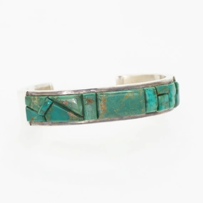 Everyday Touch Veronica Poblano Nastacio Zuni Handmade Turquoise Sterling Silver Cobblestone Cuff Bracelet
