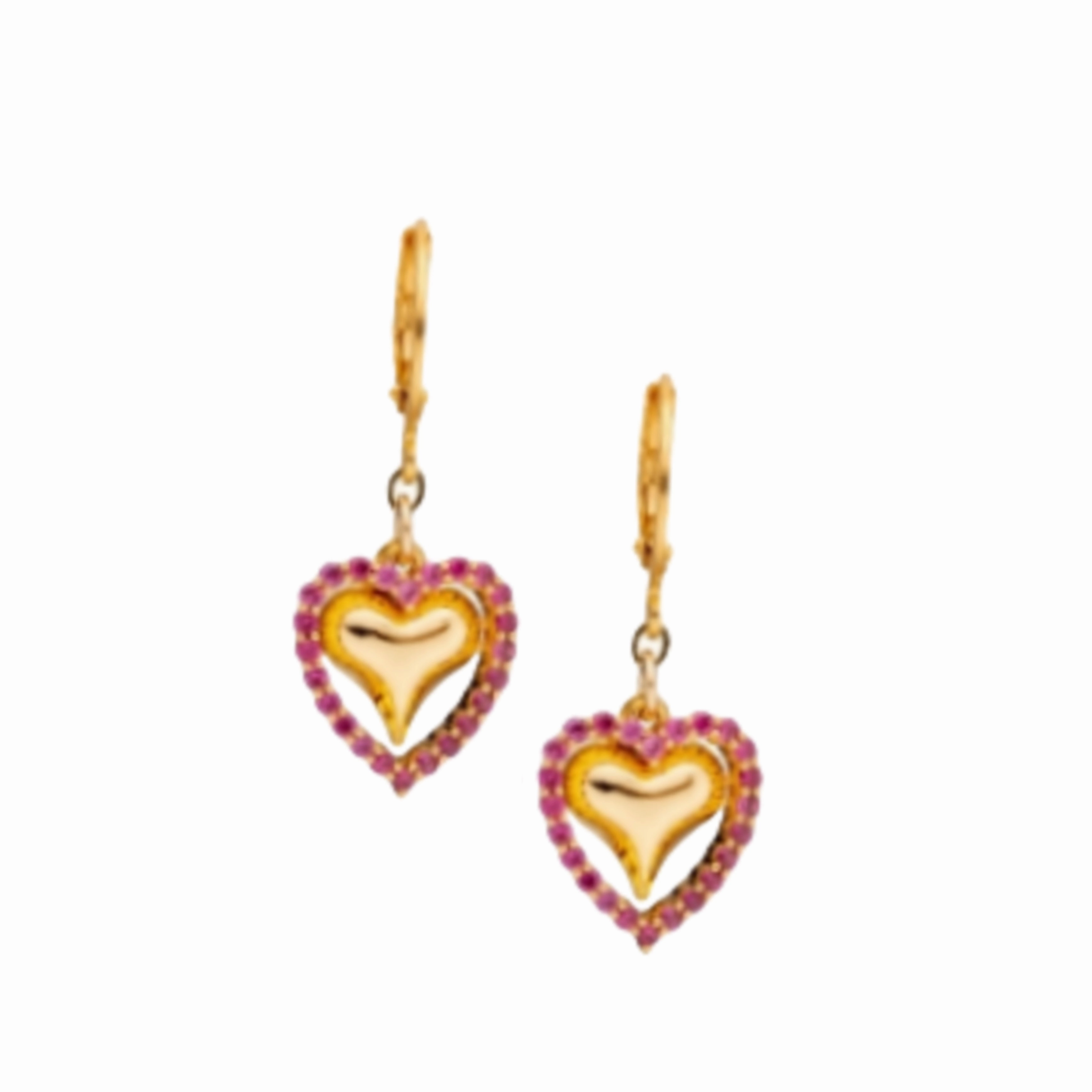 Bold Details Artisan Flair Surgical Steel Open CZ Heart With Inside Puffy Heart Earring