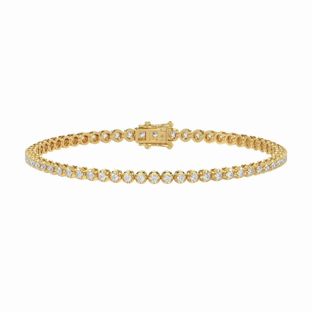 Ethereal Detail 14K YELLOW GOLD 2 1/4CT 8 INCH ROUND DIAMOND MEN'S BRACELET