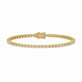 Ethereal Detail 14K YELLOW GOLD 2 1/4CT 8 INCH ROUND DIAMOND MEN'S BRACELET