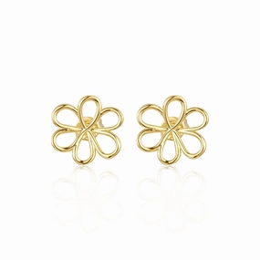 Gold-plated Surgical Steel Outline Flower Stud Earrings Classy Accent Accent Detail