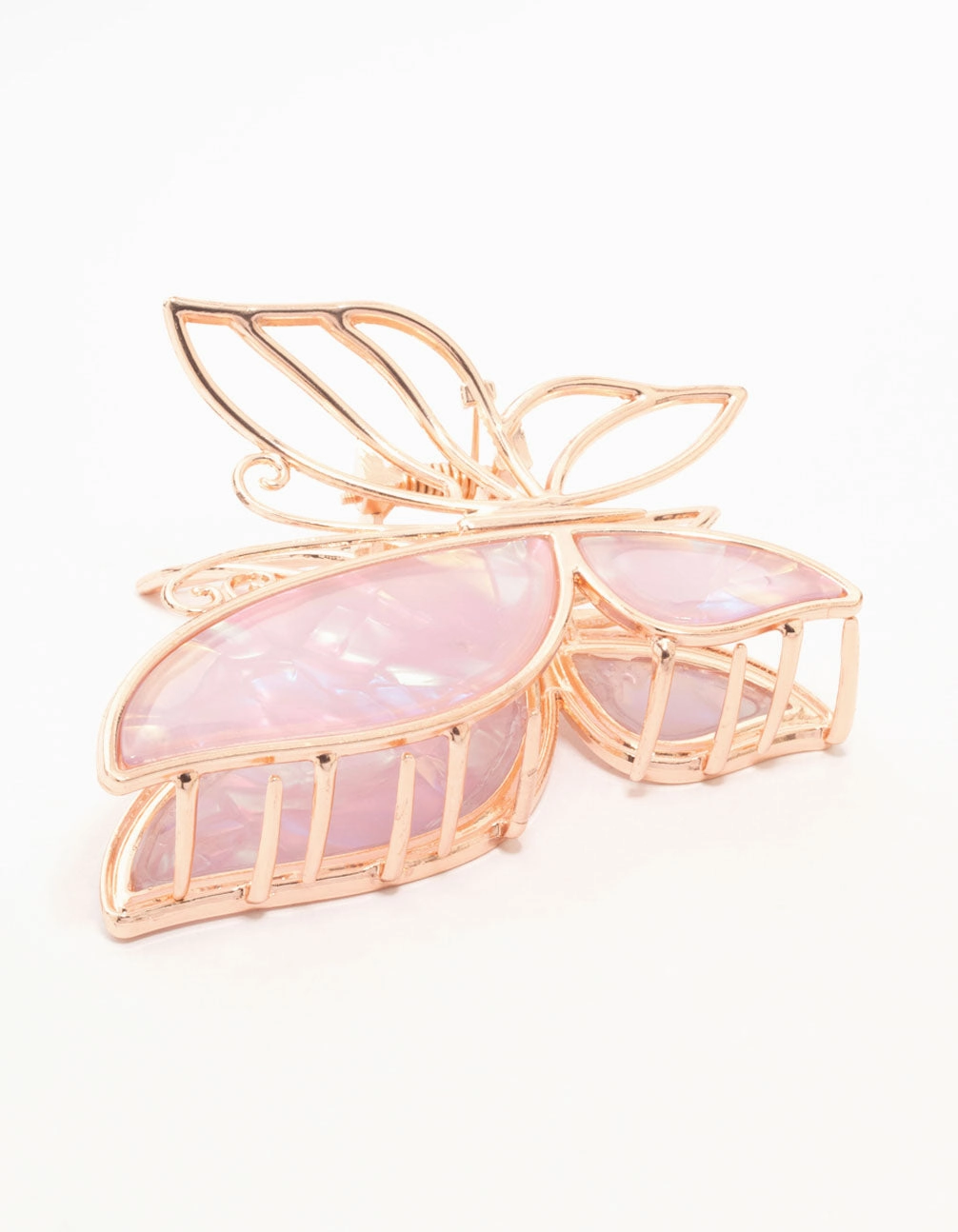 Sparkle Pop Rose Gold Pink Acrylic Butterfly Claw Clip
