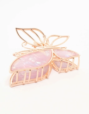 Sparkle Pop Rose Gold Pink Acrylic Butterfly Claw Clip