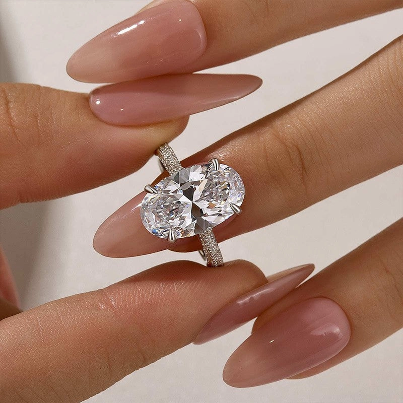 Meaningful Piece Luxury Present 5.0Ct Oval Cut Classic Engagement Ring Travel Ring In Sterling Silver