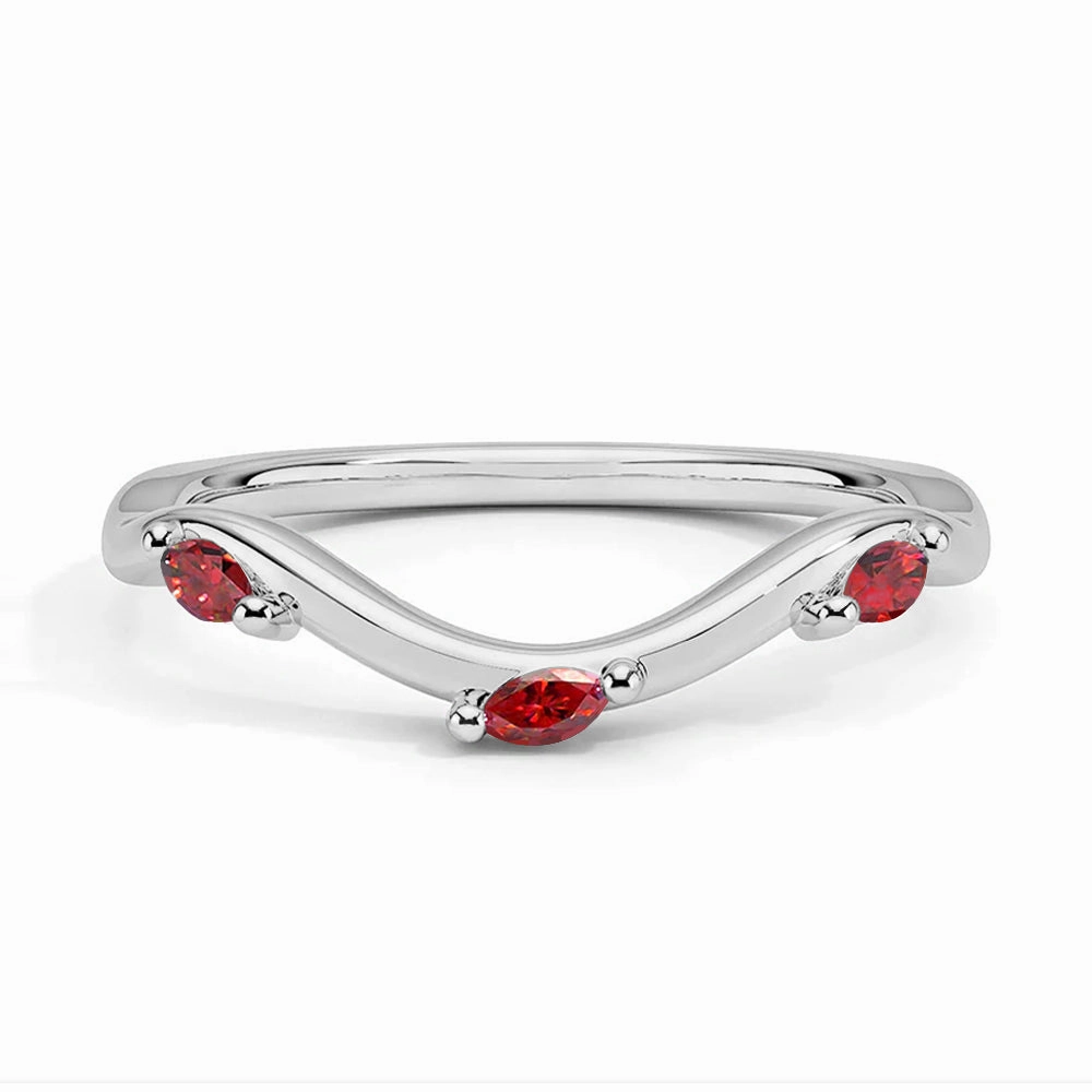Elegant Edge Willow Curved Lab Grown Ruby Band