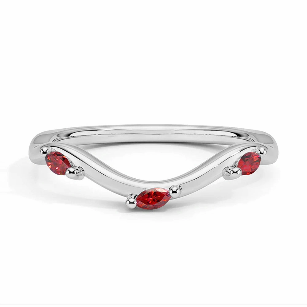 Casual Detail Willow Curved Lab Grown Ruby Band