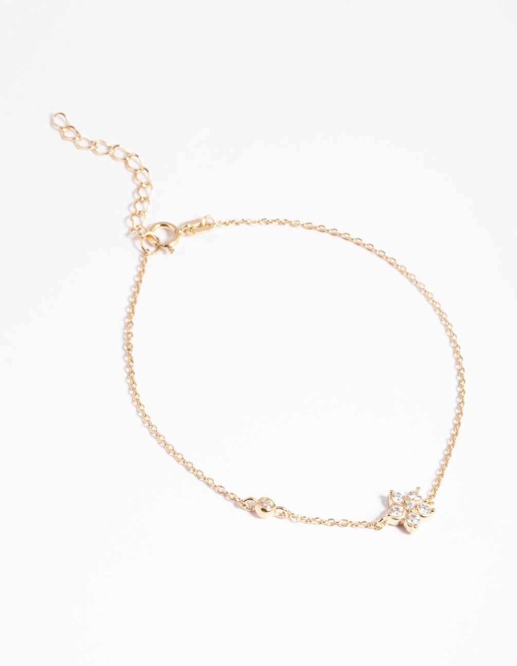 Gold Plated Sterling Silver Cubic Zirconia Flower Bracelet Limited Story Storybook Perspective