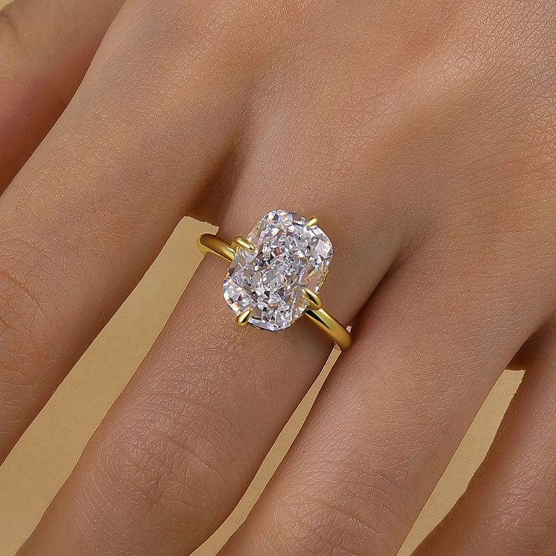 Louily Classic Cushion Cut Engagement Ring For Women In Sterling Silver Subtle Look Break Resistant