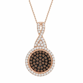 LADIES PENDANT 0.35CT WITH CHAIN DARK BROWN/ROUND DIAMOND 14K ROSE GOLD Relaxed Look Event Outfit