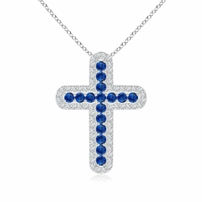 Blue Sapphire and White Sapphire Cross Pendant Bridal Choice