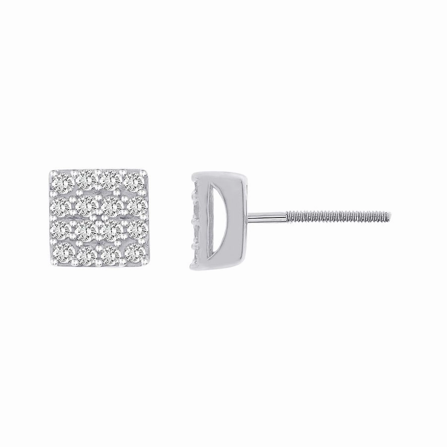 Fashionable Sparkle LADIES EARRING 0.50CT ROUND DIAMOND 10K WHITE GOLD