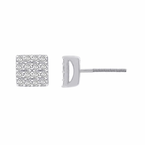 Fashionable Sparkle LADIES EARRING 0.50CT ROUND DIAMOND 10K WHITE GOLD