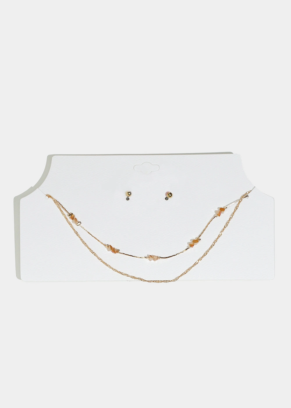 Classic Mood Marble Stone Necklace with Ball Stud Earrings