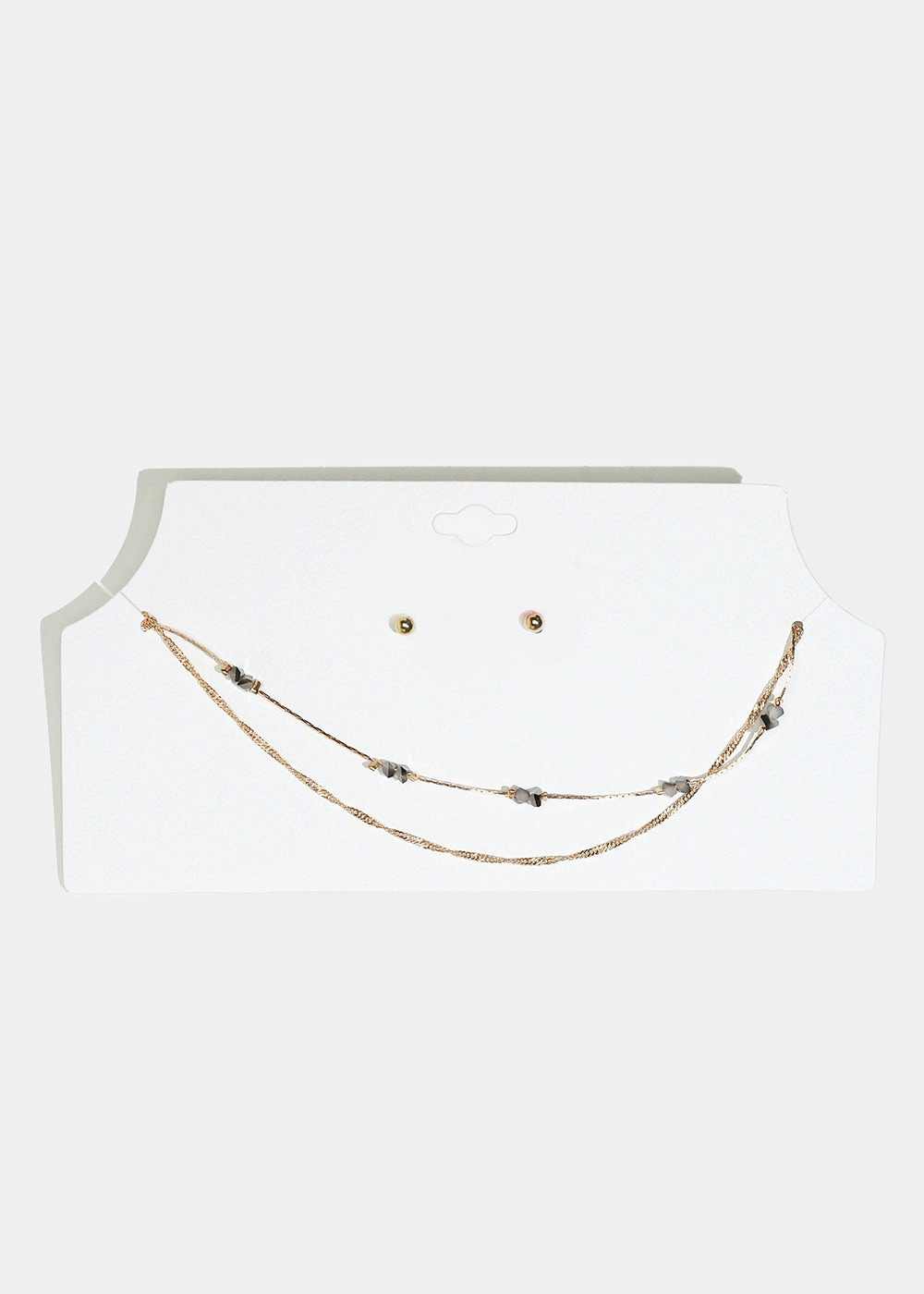 Marble Stone Necklace with Ball Stud Earrings Bridal Ready