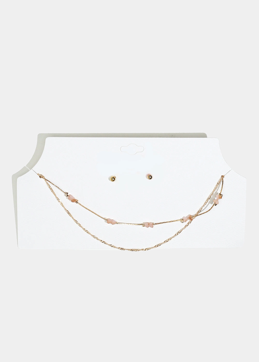 Marble Stone Necklace with Ball Stud Earrings feminine grace