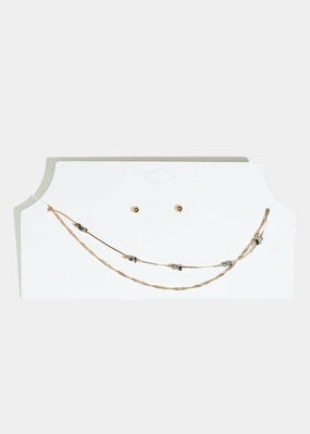 Marble Stone Necklace with Ball Stud Earrings Bridal Ready