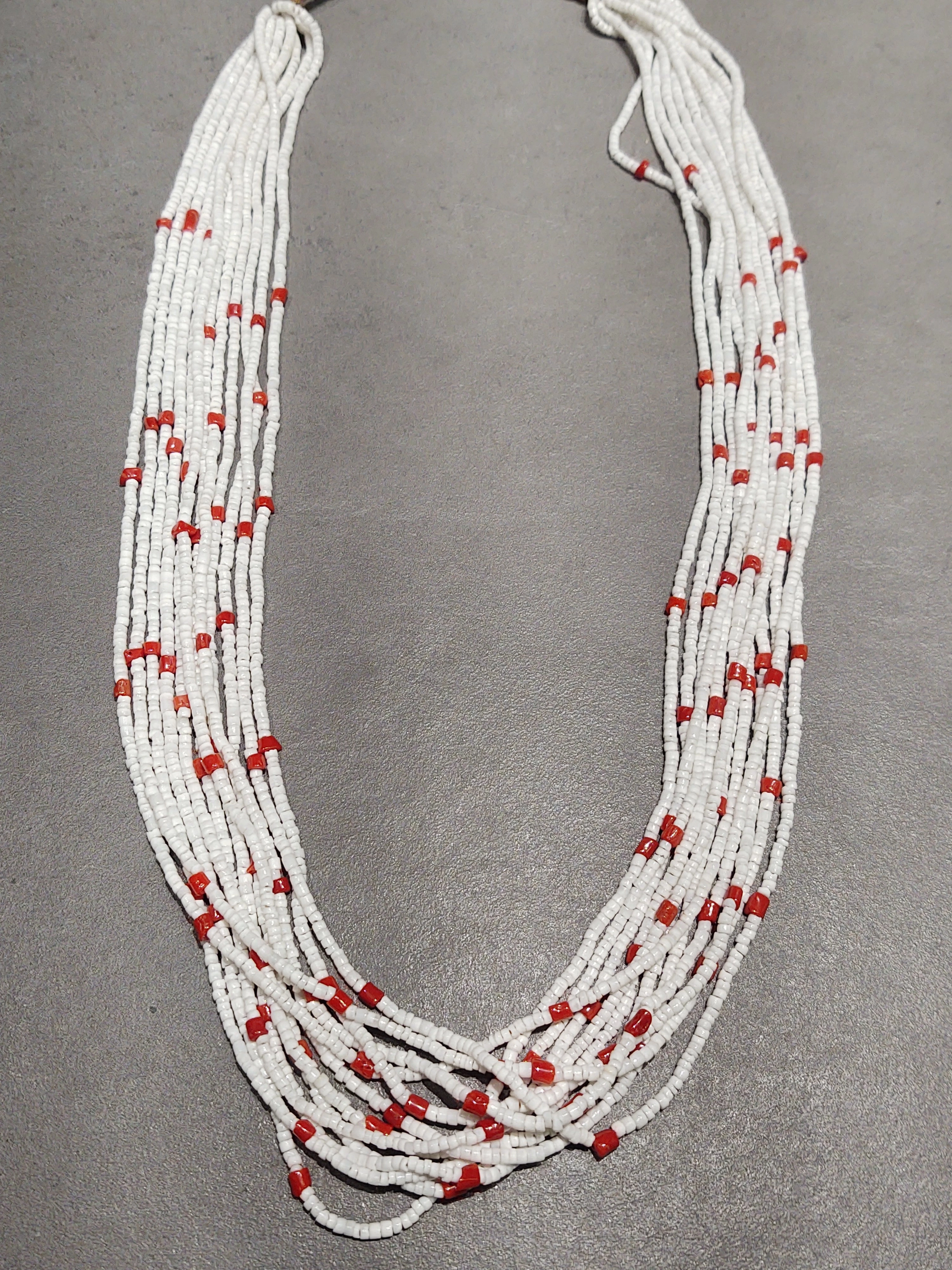 fashion charm Camera Glow Marilyn Moquino Kewa Coral White Clam 12-Strand Necklace - Handmade Native American