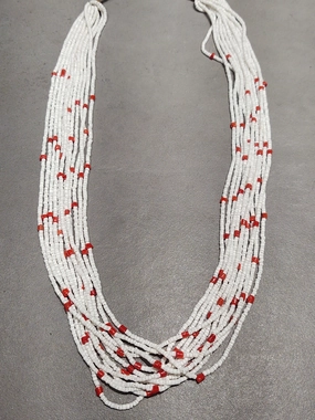 fashion charm Camera Glow Marilyn Moquino Kewa Coral White Clam 12-Strand Necklace - Handmade Native American