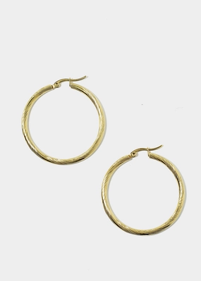 Medium Size Textured Hoop Earrings Evening Look Everyday Set