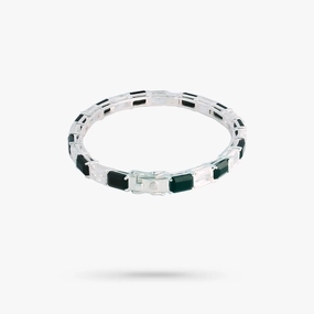 Unfailing Blends Men's ? All Gender: Black Onyx & White Topaz Stone Cuff