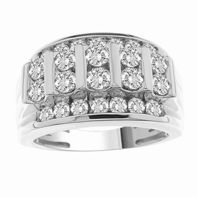 MEN'S BAND 2.00CT ROUND DIAMOND 10K WHITE GOLD Vibrant Highlight Daytime Style