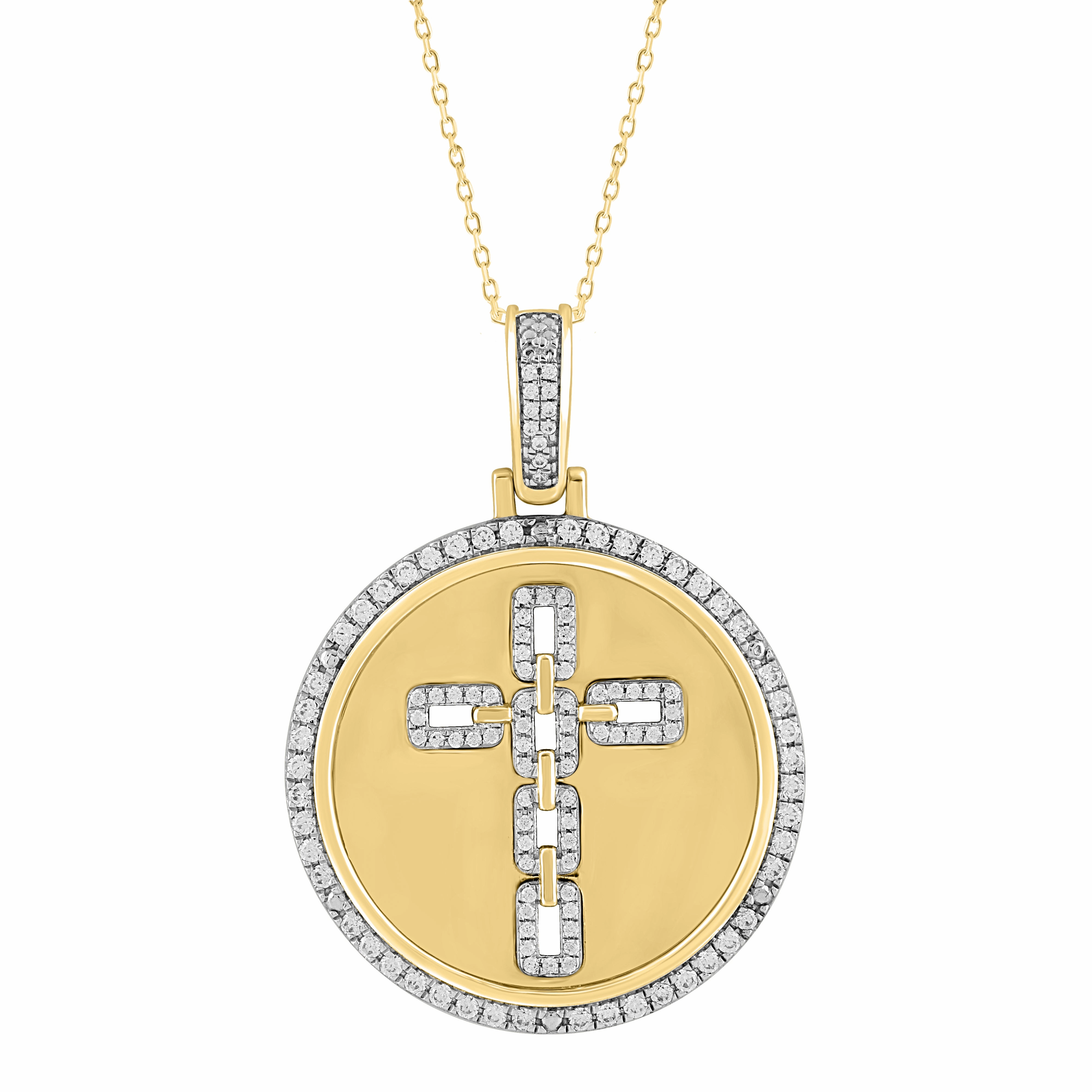MEN'S CHARM PENDANT 0.50CT ROUND DIAMOND 10K YELLOW GOLD Polished Treasures