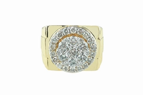 Crisp Sparkle Men's Rolex Style Diamond Ring 2.85 ctw 14k Yellow Gold