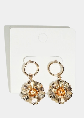 Unique Creation Daily Classic Metal Flower Dangle Earrings