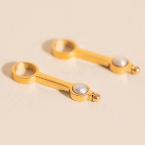 Neutral Tone Mini Pearl Drop Huggie Hoop Charms