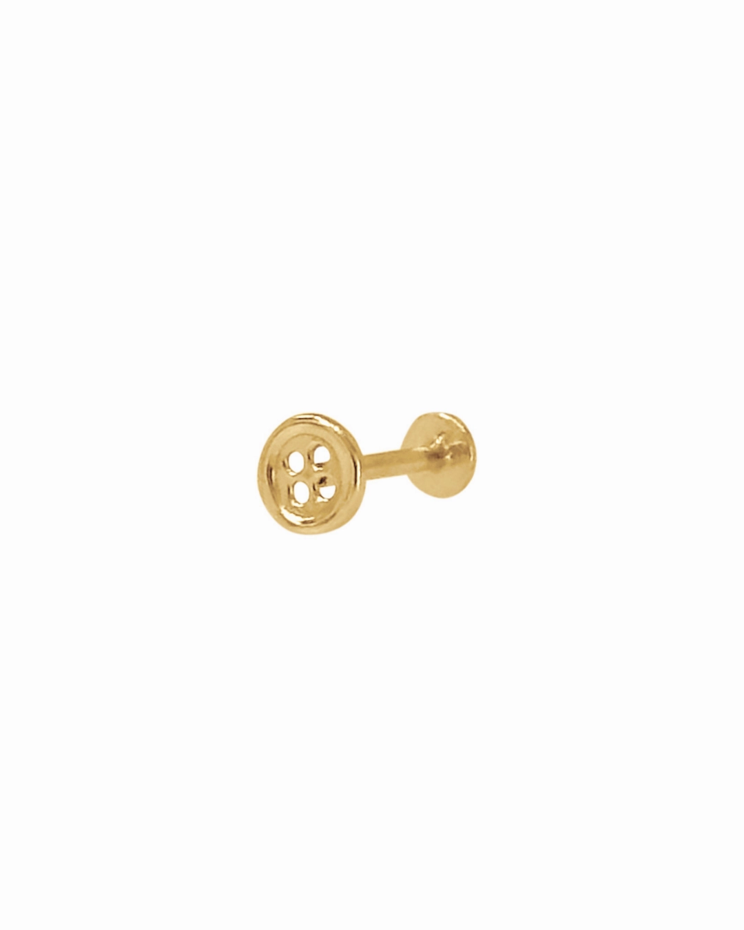 14K Gold Button Flat Back Earring Premium Accent