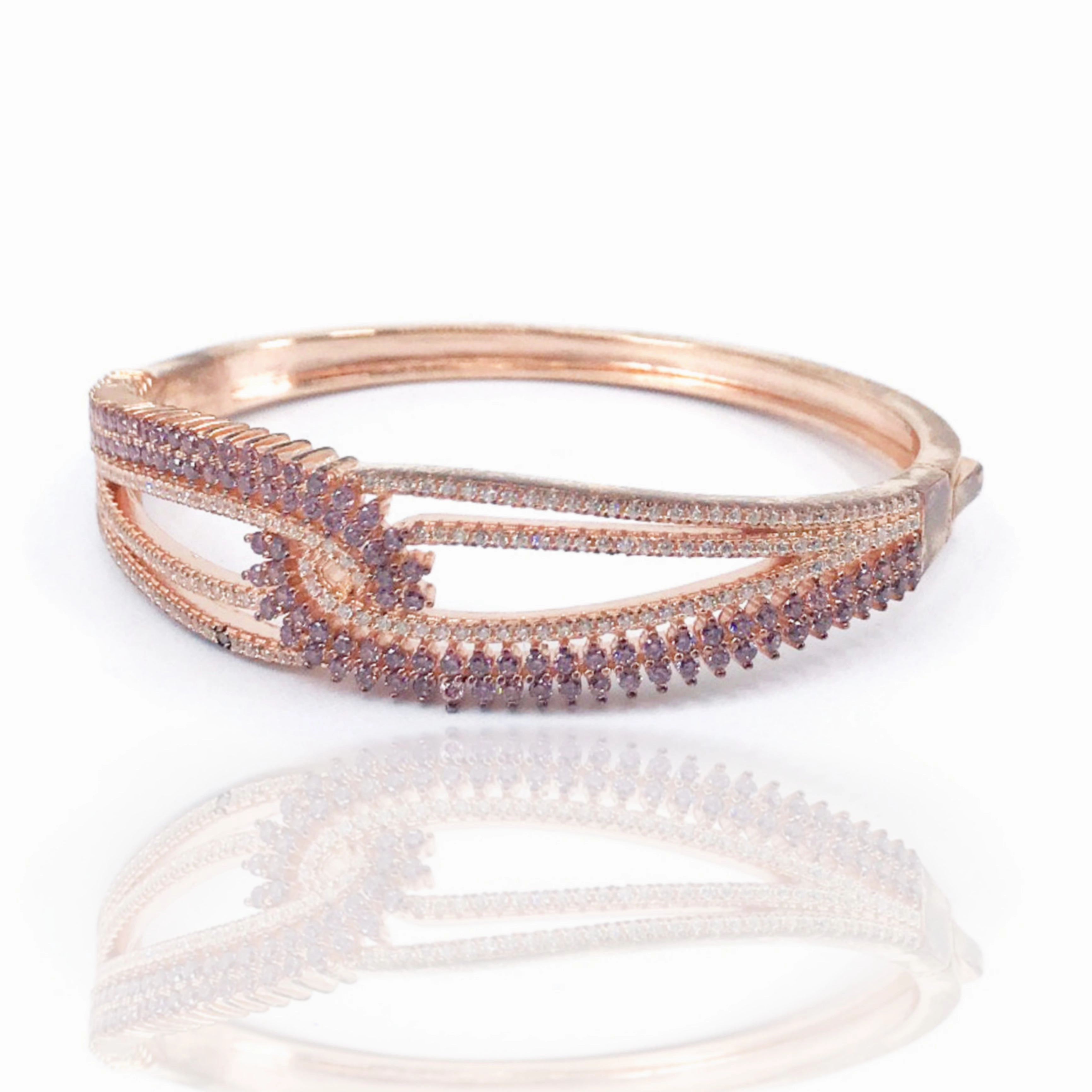 Rose Gold Plated Sterling Silver Bangle Bracelet Street Detail Artistic Flair