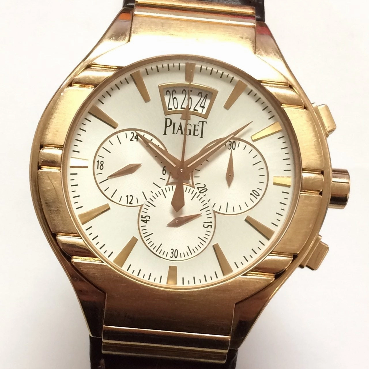 Custom Craft Piaget Polo Automatic Chronograph 18kt Rose Gold Mens Watch GOA32039