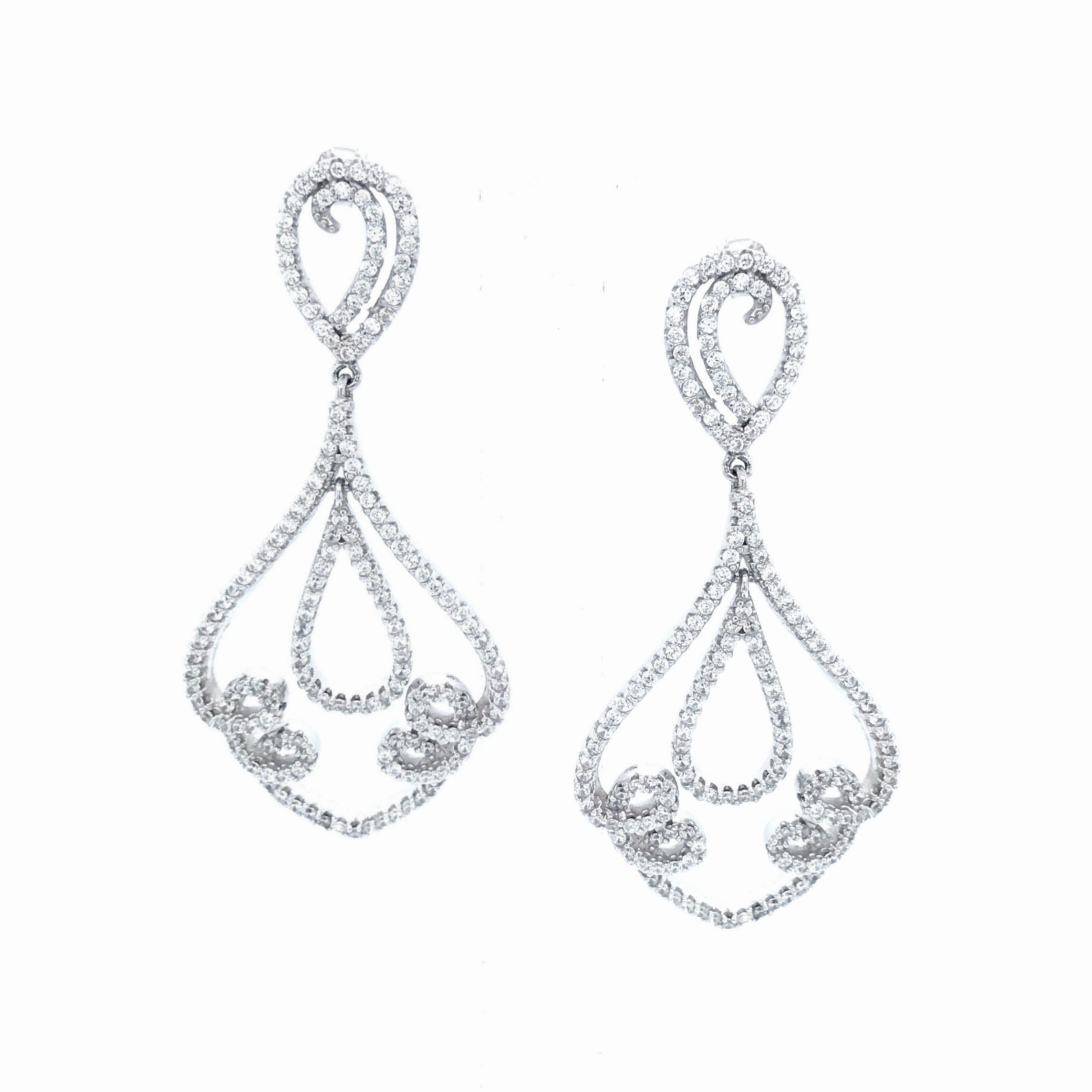 Luminous Glow Handcrafted Beauty Rhodium Plated Sterling Silver Micropave CZ Marquis Earrings