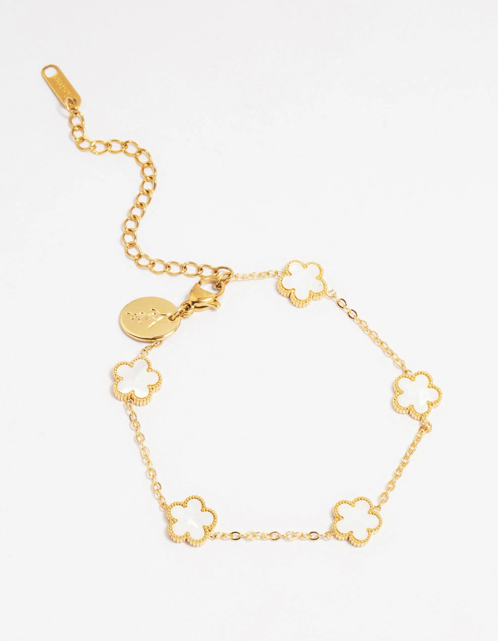 Romantic Finish Timeless Treasures Waterproof Gold Plated Stainless Steel Flower Station Bracelet