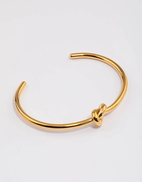 Tropical Touch Waterproof Gold Plated Stainless Steel Basic Knotted Wrist Cuff