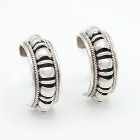 Clear Finish Exquisite Accent Pricilla Apache Navajo Handmade Sterling Silver 1" Hoop Earrings