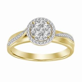 LADIES RING 0.25CT ROUND DIAMOND 10K YELLOW GOLD Soft feature