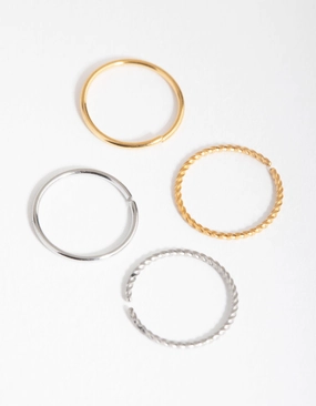 Mixed Metal Surgical Steel Plain & Twist Nose Ring 4-Pack Custom Design Pieces Luxury Sparkle