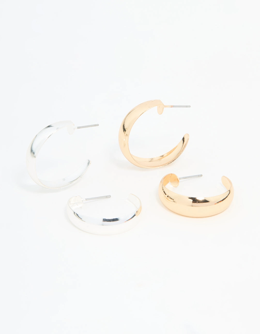 Mixed Metal Teardrop & Round Hoop Earrings 2-Pack Delicate Accent