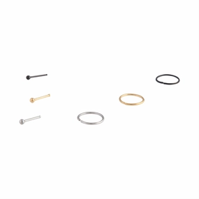 Mixed Metals Nose Ring Stud 6-Pack Trendy Piece