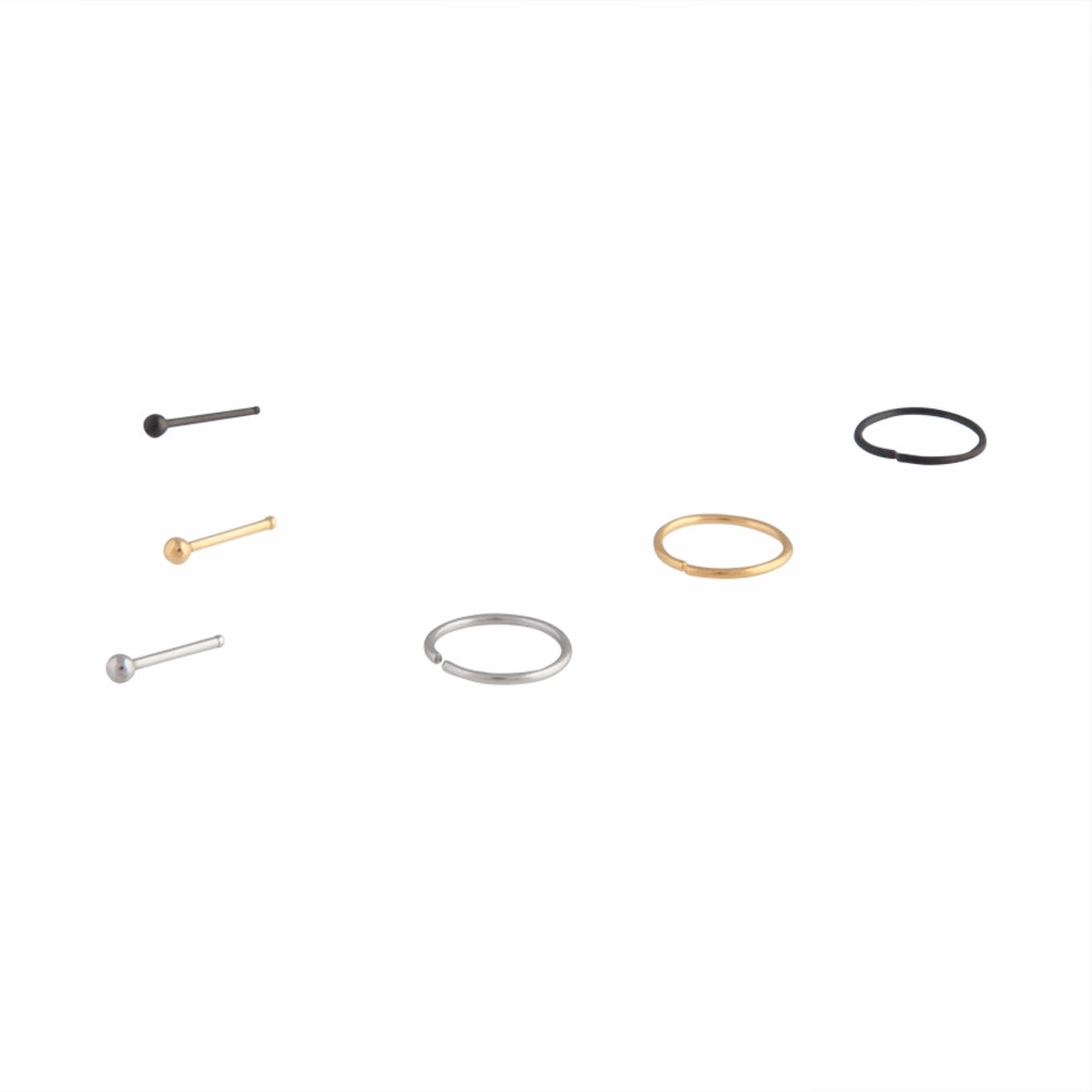 Mixed Metals Nose Ring Stud 6-Pack Trendy Piece