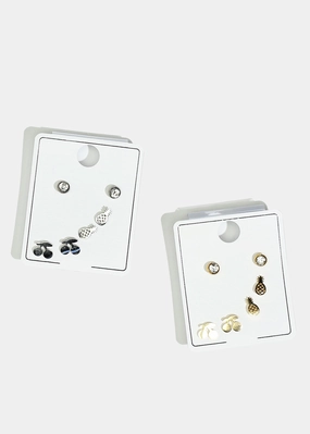 Shiny Layer Elegant Edge 3-Pair Rhinestone & Fruit Stud Earrings