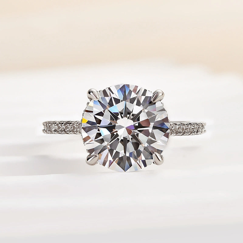 Ornate Piece Louily Luxurious Round Cut 4 Prong Engagement Ring For Women In Sterling Silver