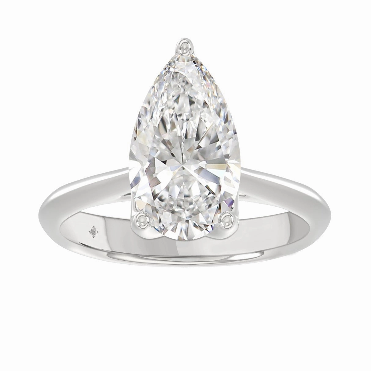 Delicate Sparkle LADIES SOLITAIRE RING 4CT PEAR DIAMOND 14K WHITE GOLD