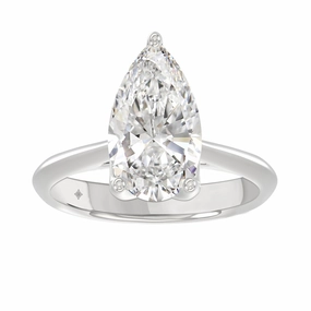 Delicate Sparkle LADIES SOLITAIRE RING 4CT PEAR DIAMOND 14K WHITE GOLD