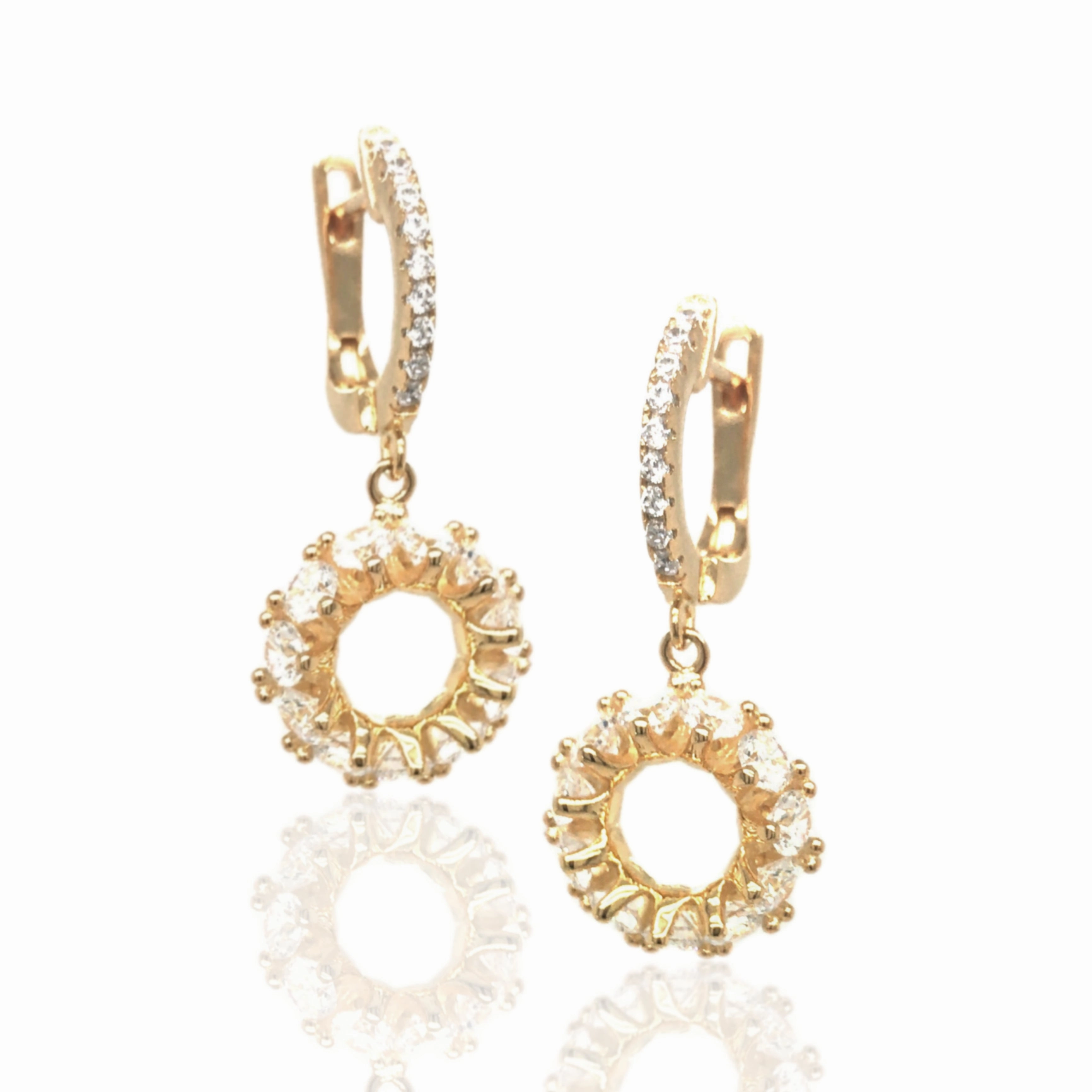 Sparkling Edge Daywear Fit Sterling Silver Gold-Plated Circle with CZs Earring